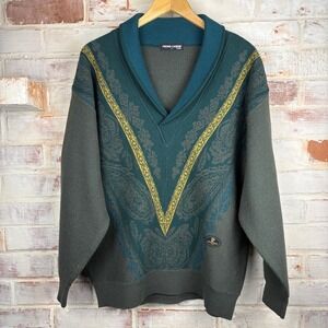 Pierre Cardin Paris Vintage Wool Blend Shawl Collar Sweater LL Grandpacore Green